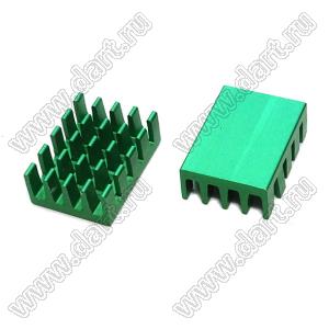 Km1-001E (14x6x19mm) радиатор для микросхемы; 14x6x19мм; алюмииний анодированный; зеленый