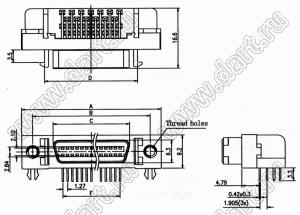 BL6300-F020RDG0MN4 розетка угловая SCSI; 20-конт.; резьба M2.5