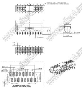 DS1015-06-18R6 розетка SMD IDC Micro Match; шаг 2,54x1,27мм; 18-конт.