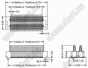 BL3723-F022035G0ER01 розетка SMD сверхминиатюрная; P=0,5мм; 22-конт.; H2=3,50мм