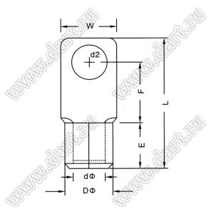 CB150-8 Наконечник кабельный неизолированный; s=3,2кв.мм; I max=395А; A.W.G. 150-185 (250/300); медь луженая