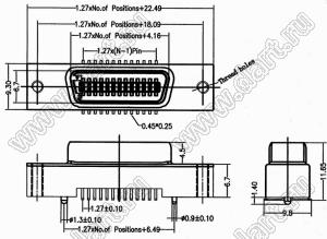 BL6300-M100M1DG0MN2 вилка SCSI SMT с направляющей для ручного монтажа в плату; 100-конт.; резьба #4-40