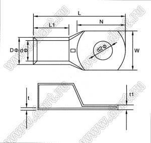 KRF300-16 Наконечник кабельный неизолированный; s=300кв.мм; d2=17,0мм; медь луженая