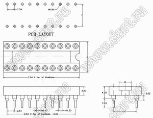 BL7210-3028N панелька с цанговыми контактами; P=2,54мм; 28-конт.