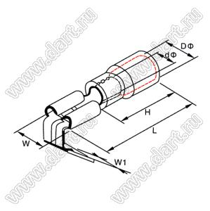 PBDDN5,5-250D Наконечник кабельный изолированный; сечение провода 4-6кв.мм; AWG 12-10; I max=24А; желтый