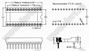 BL7220-28520S (TRSS-20, 1778MC-20-03) панелька с цанговыми контактами; P=1,778мм; 20-конт.