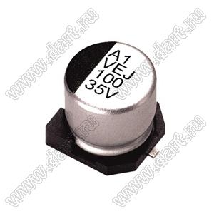 ECAPSMD 100uF/35V 0810 105C (VEJ101M1VTR-0810) конденсатор электролитический SMD (для поверхностного монтажа); 2000ч; 100мкФ; 35В; (8x10)мм; -55...+105°C