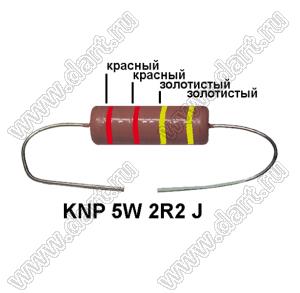 KNP 5W 2R2 J резистор проволочный; 5 Вт; 2,2(Ом); 5%