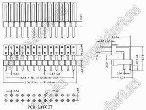 BL1225-2240R штыри двухрядные угловые с двойным изолятором; 2x40-конт.