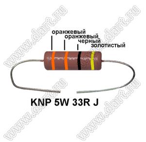 KNP 5W 33R J резистор проволочный; 5 Вт; 33(Ом); 5%