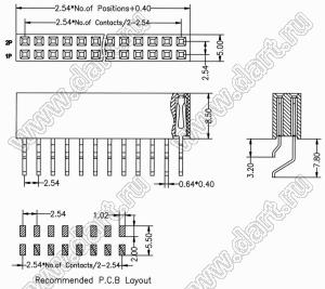 BL2285-0222 гнездо для поверхностного (SMD) монтажа; 2x22-конт.