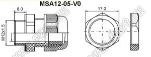 MSA12-05-V0 кабельный ввод, огнестойкий; 5,3-3мм; C1=12мм; нержавеющая сталь