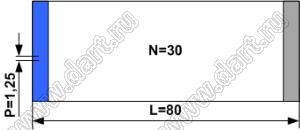 BLFPC P1,25 30PIN 80mm REV шлейф плоский, шаг 1,25мм 30 жил длина 80мм, контакты на разных поверхностях