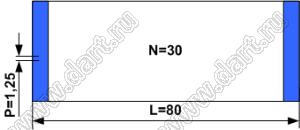 BLFPC P1,25 30PIN 80mm шлейф плоский, шаг 1,25мм 30 жил длина 80мм, контакты на одной поверхности