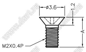 M2-4.5F винт с потайной крестовой головкой; M2; L=4,5мм; поликарбонат; натуральный