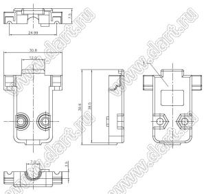 DS1045-09AP1L (DPТ-9C, 5507-09-L, DS1046-09C1L) корпус (кожух) для разъема D-SUB; длинные винты; 9-конт.; пластик
