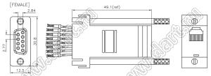 DS1055-37Fxx0L корпус (кожух) для разъема D-SUB; 37-конт.; пластик