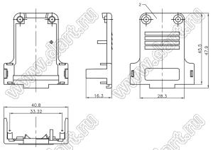 DS1056-15N1 корпус (кожух) для разъема D-SUB; 15-конт.; пластик