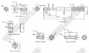 DS1046-37C1L корпус (кожух) для разъема D-SUB; длинные винты; 37-конт.; пластик