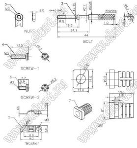 DS1047-15M1L (DNT-15C) корпус (кожух) для разъема D-SUB; длинные винты; 15-конт.; металлический сплав