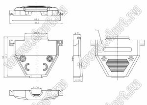 DS1046-37C1L корпус (кожух) для разъема D-SUB; длинные винты; 37-конт.; пластик