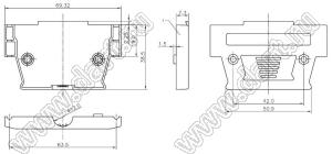 DS1047-37M1L (DNT-37C) корпус (кожух) для разъема D-SUB; длинные винты; 37-конт.; металлический сплав