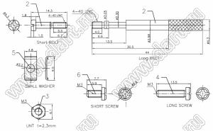 DS1046-15C1L корпус (кожух) для разъема D-SUB; длинные винты; 15-конт.; пластик