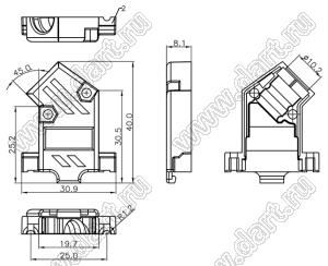 DS1053-09NP1 корпус (кожух) для разъема D-SUB; 09-конт.; пластик