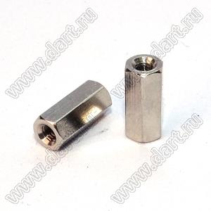 PCHSS-12.7N стойка шестигранная с внутренней резьбой; М3x0,5; SW=4,8мм; L=12,7мм; латунь никелированная