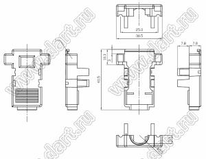 DS1048-09AP1S (DP-9C, 5507-09-SNAP) корпус (кожух) для разъема D-SUB; короткие винты; 9-конт.; пластик