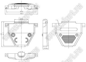 DS1045-37AP1L (DP-37C, 5507-37-L) корпус (кожух) для разъема D-SUB; длинные винты; 37-конт.; пластик