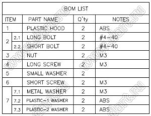 DS1045-25AP1S (DP-25C, 5507-15-S) корпус (кожух) для разъема D-SUB на винтах; короткие винты; 25-конт.; пластик