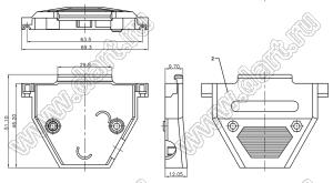 DS1051-37C1 корпус (кожух) для разъема D-SUB; 37-конт.; пластик