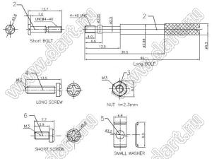 DS1045-15AP1S (DP-15C, 5507-15-S) корпус (кожух) для разъема D-SUB; короткие винты; 15-конт.; пластик