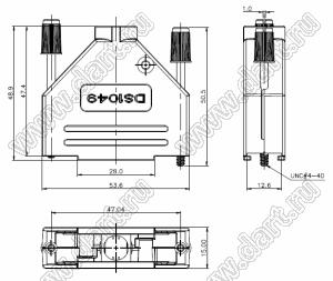 DS1049-25M1 корпус (кожух) для разъема D-SUB; 25-конт.; металл