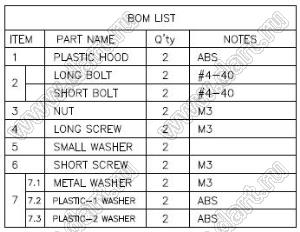 DS1045-37AP1S (DP-37C, 5507-37-S) корпус (кожух) для разъема D-SUB; короткие винты; 37-конт.; пластик