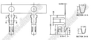 KR2506-TP （A2503-TB） терминал (контакт) для розетки однорядной на кабель; шаг 2,50мм; фосфористая бронза луженая; AWG# 28-22