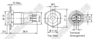 BLAS2GQPH-11/D/B/12V/S кнопка антивандальная; 1NO1NC; без фиксации; точечная; синий; 12В; нержавеющая сталь