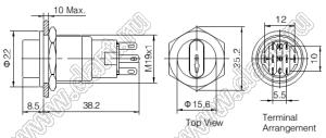 BLAS1-AGQP-11X/31/R/12V/IP40/S кнопка антивандальная антивандальный влагозащищенный; 1NO1NC; красный; 12В; нержавеющая сталь