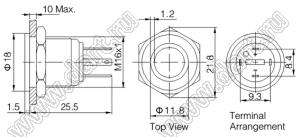 BLGQ16PF-10E/JL/B/12V/S кнопка антивандальная; без фиксации; 1NO; кольцевая; синий; 12В; нержавеющая сталь