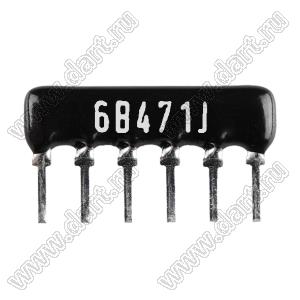 SIP 6P3R-B470RJ 5% (6B471J) сборка резисторная тип A; 3 резистора; R=470 (Ом); 5%