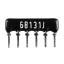 SIP 6P3R-B130RJ 5% (6B131J) сборка резисторная тип A; 3 резистора; R=130 (Ом); 5%