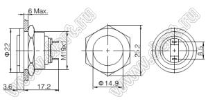 BLGQ19SPH-10/J/S кнопка антивандальная; 1NO; нержавеющая сталь