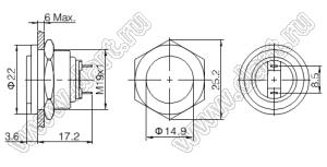 BLGQ19SPH-10/J/S кнопка антивандальная; 1NO; нержавеющая сталь