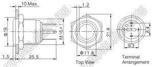 BLGQ16F-10E/JL/G/12V/S кнопка антивандальная; без фиксации; 1NO; кольцевая; зеленый; 12В; нержавеющая сталь