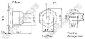 BLGQ16F-10D/JL/R/12V/S кнопка антивандальная; без фиксации; 1NO; точечная; красный; 12В; нержавеющая сталь