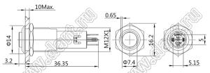 BLAS4GQH-11ZE/B/12V/S кнопка антивандальная антивандальный; 1NO1NC; с фиксацией; кольцевая; синий; 12В; нержавеющая сталь