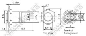 BLAS2GQPH-11/E/G/12V/S кнопка антивандальная; 1NO1NC; без фиксации; кольцевая; зеленый; 12В; нержавеющая сталь