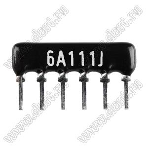 SIP 6P5R-A110RJ 5% (6A111J) сборка резисторная тип A; 5 резисторов; R=110 (Ом); 5%