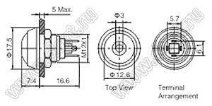 BLGQ12B-10D/J/G/12V/N кнопка антивандальная; без фиксации; куполообразный; зеленый; 12В; никелированная латунь